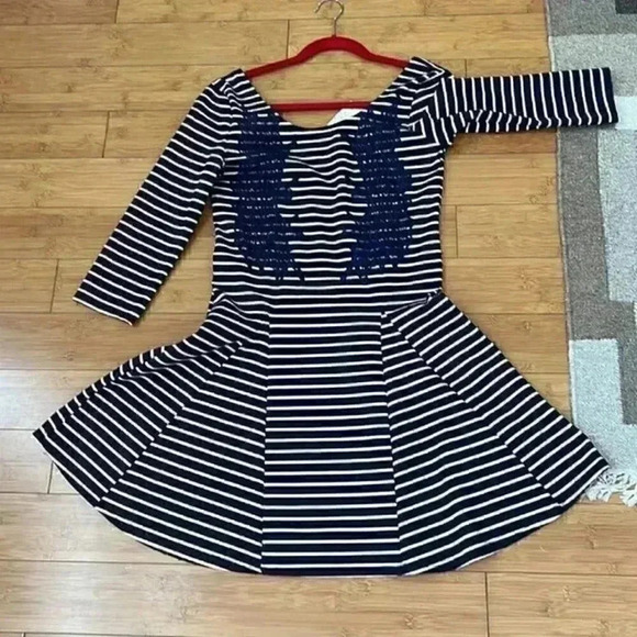 NWT Free People Nautical and Knotty Striped Skater Dress in Navy Combo medium - Picture 7 of 8